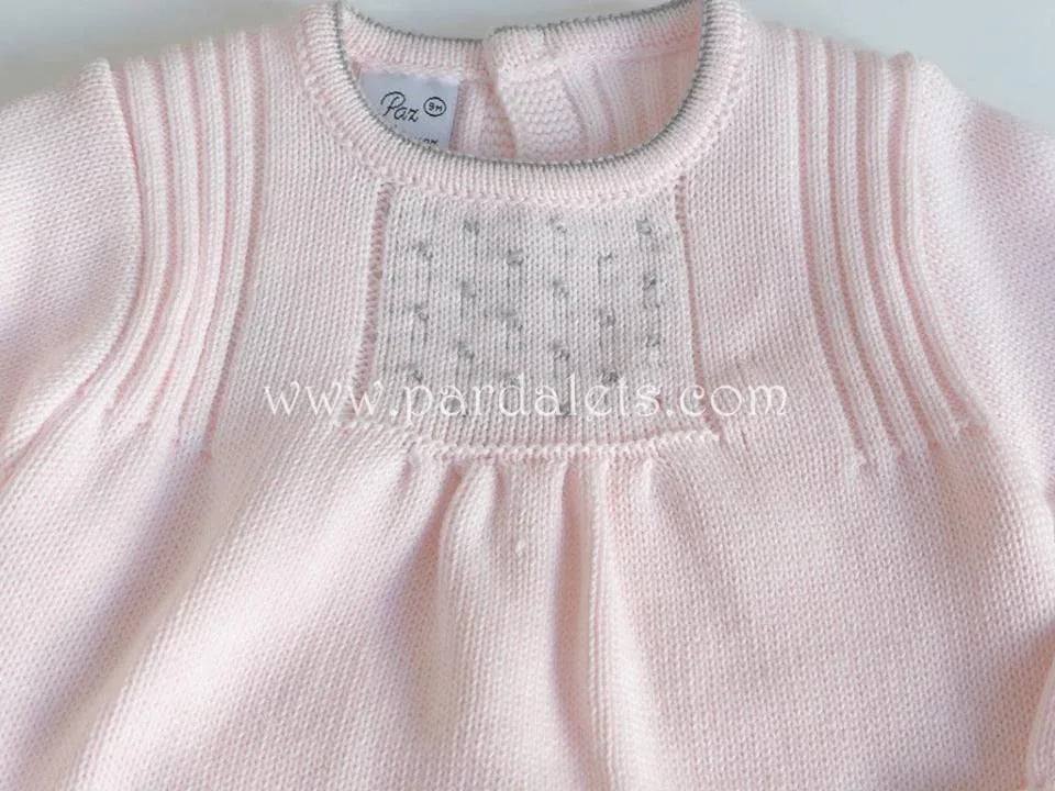 Jubon y polaina rosa bebe algodon Paz Rodriguez - PARDALETS