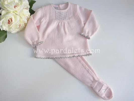Jubon y polaina rosa bebe algodon Paz Rodriguez - PARDALETS