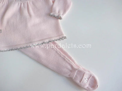Jubon y polaina rosa bebe algodon Paz Rodriguez - PARDALETS