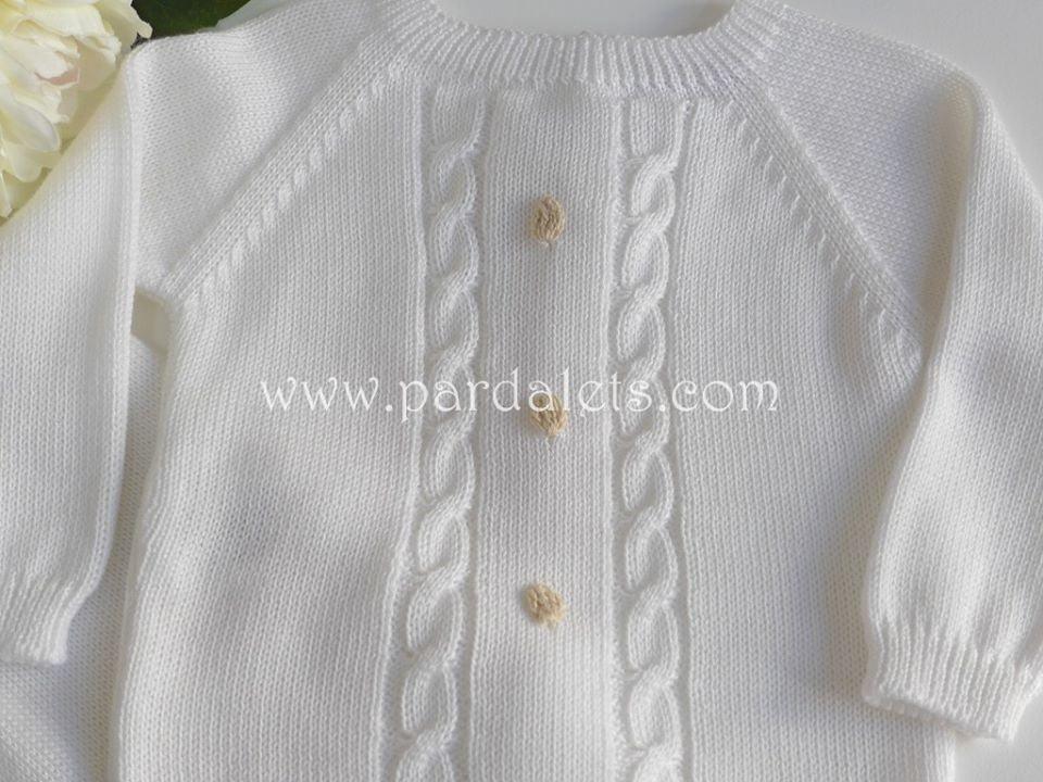 Jubon y polaina blanco con topitos arena algodon - PARDALETS