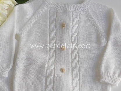 Jubon y polaina blanco con topitos arena algodon - PARDALETS