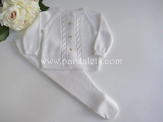 Jubon y polaina blanco con topitos arena algodon - PARDALETS