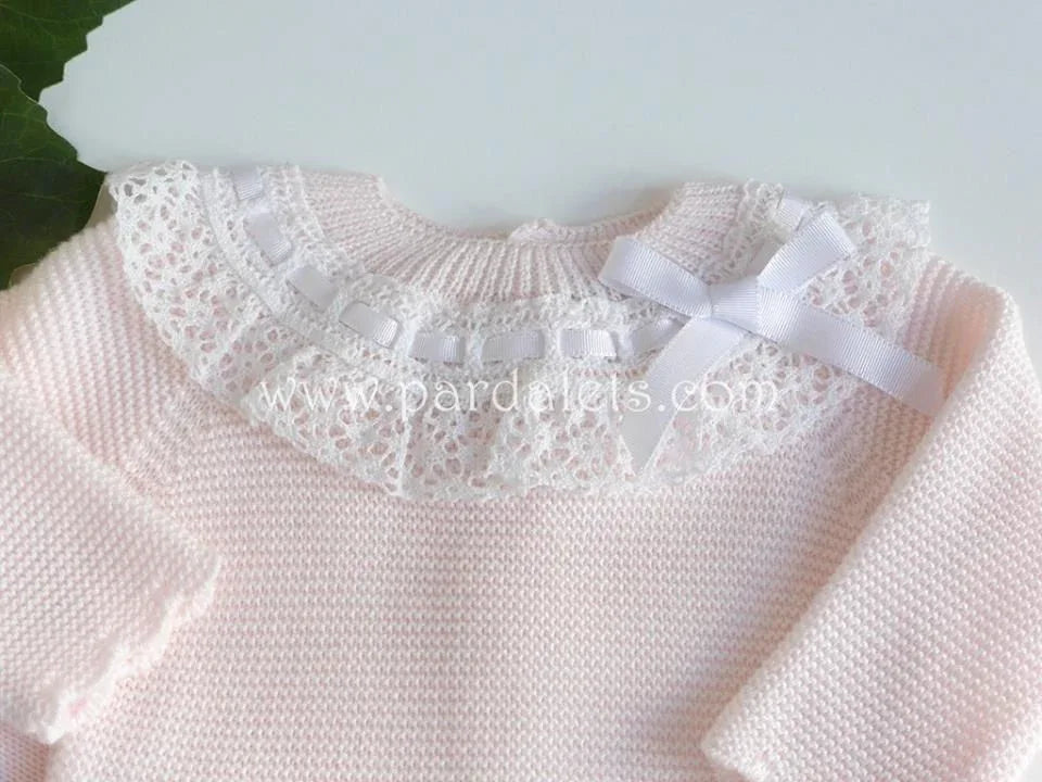 Jubon y polaina de algodon rosa bebe - PARDALETS