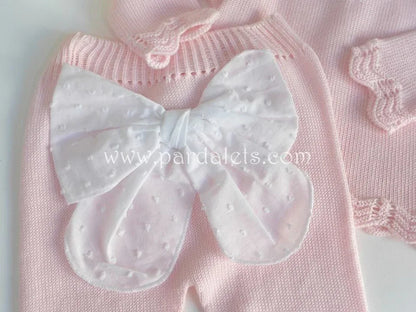 Jubon y polaina rosa bebe algodon - PARDALETS