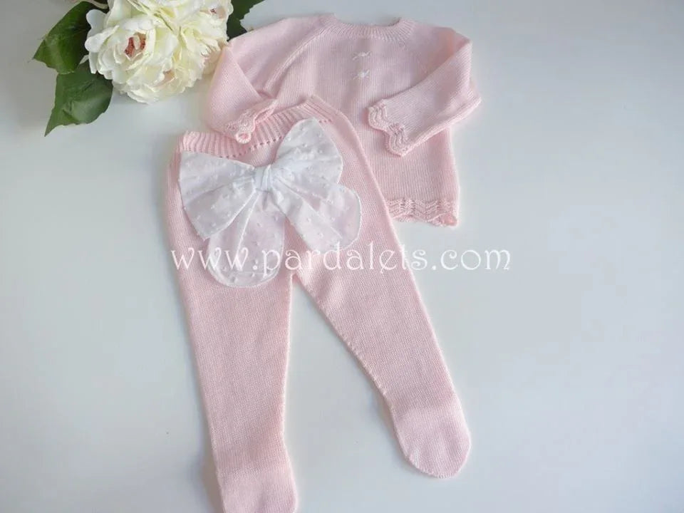 Jubon y polaina rosa bebe algodon - PARDALETS