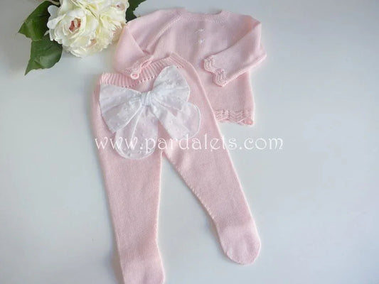 Jubon y polaina rosa bebe algodon - PARDALETS