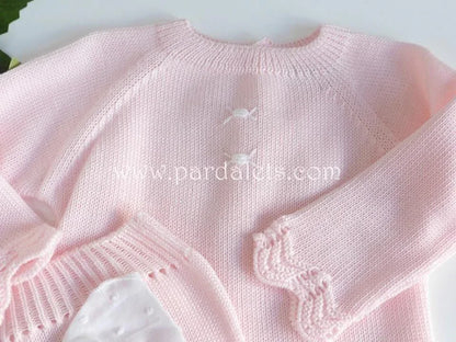 Jubon y polaina rosa bebe algodon - PARDALETS