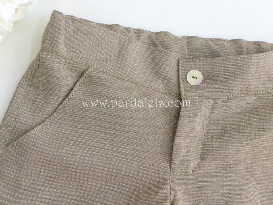 Short de lino marron con gomita para ajustar - PARDALETS