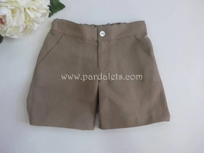 Short de lino marron con gomita para ajustar - PARDALETS