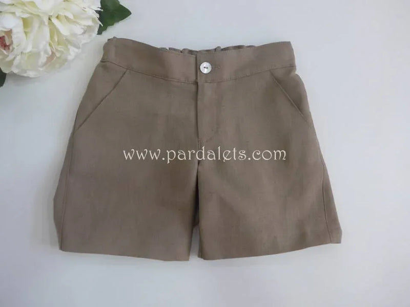 Short de lino marron con gomita para ajustar - PARDALETS