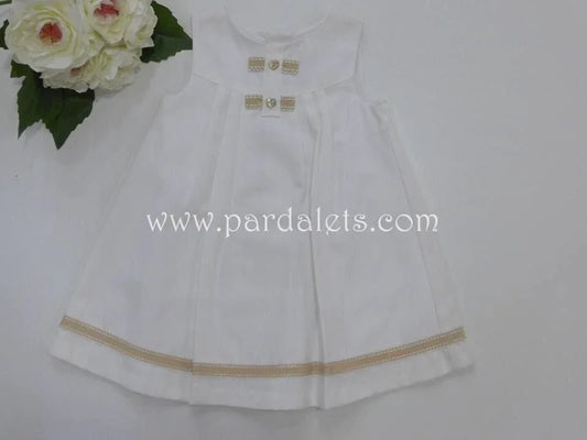 Vestido blanco roto y detalles en color arena - PARDALETS