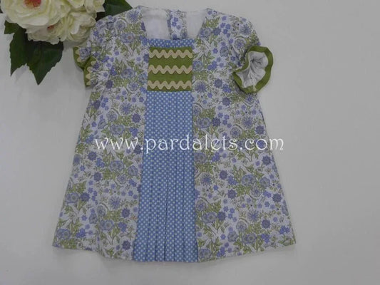 Vestido estampado de flores azules y verdes - PARDALETS