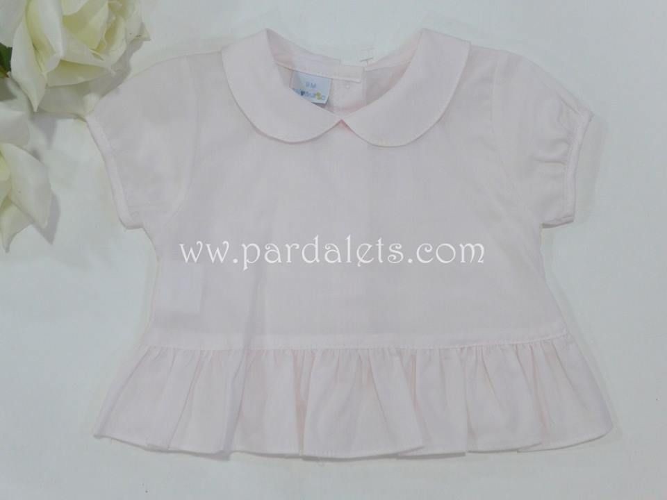 Camisa rosa con cuello bebe y volante