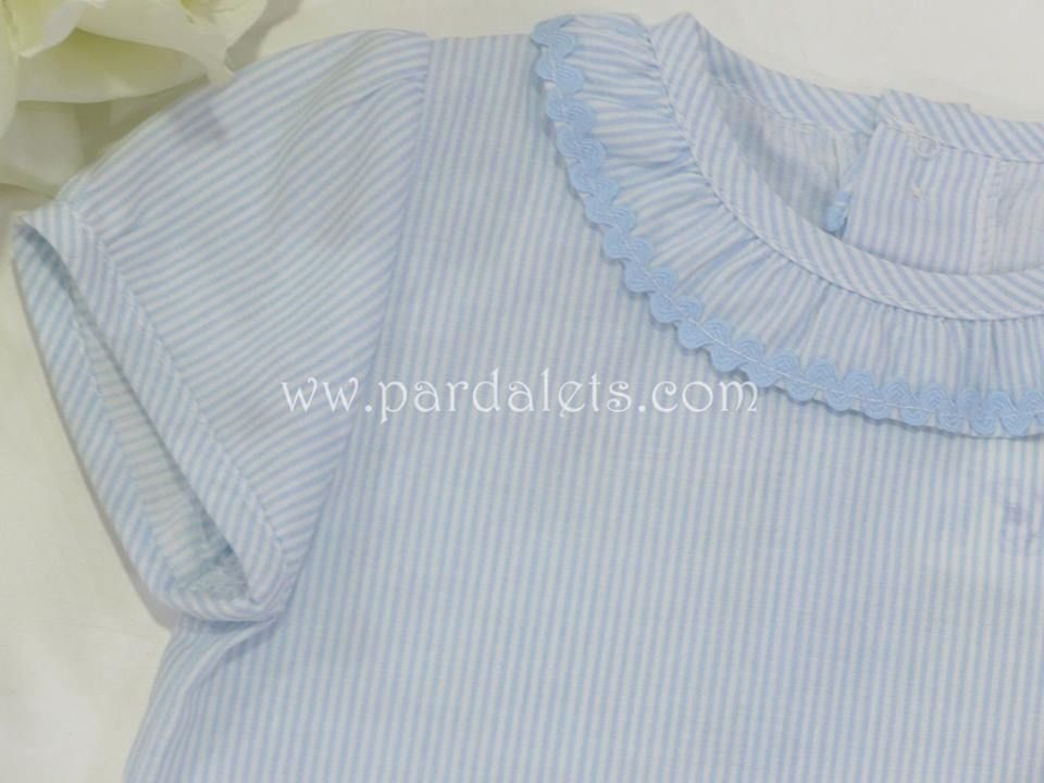 Camisa rayas celestes y blancas de cuello volante