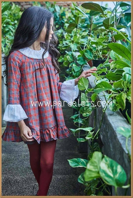 Vestido de cuadros rojos y azules con volantes - PARDALETS