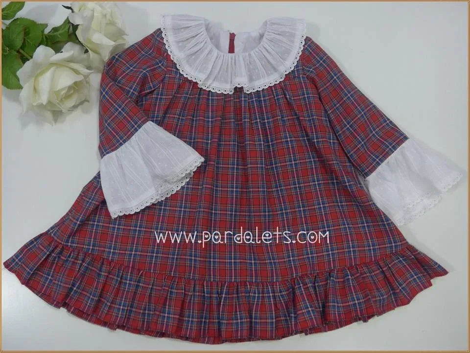 Vestido de cuadros rojos y azules con volantes - PARDALETS