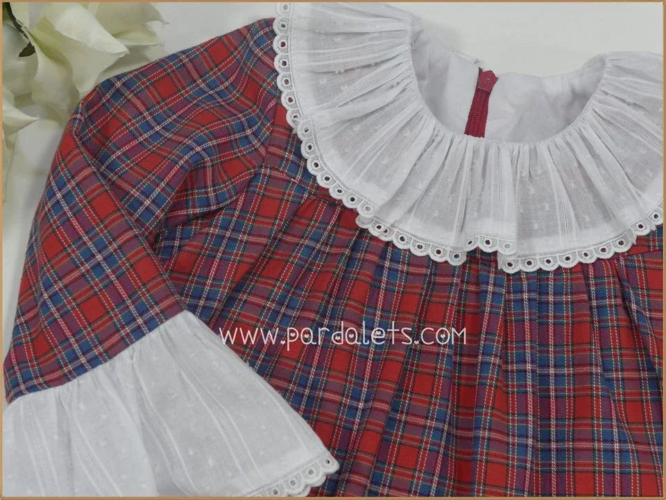 Vestido de cuadros rojos y azules con volantes - PARDALETS