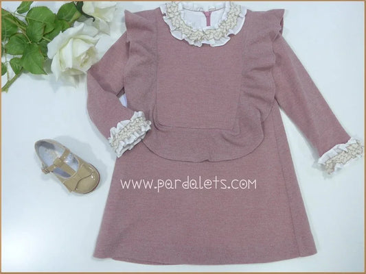 Vestido de punto rosa con volante - PARDALETS
