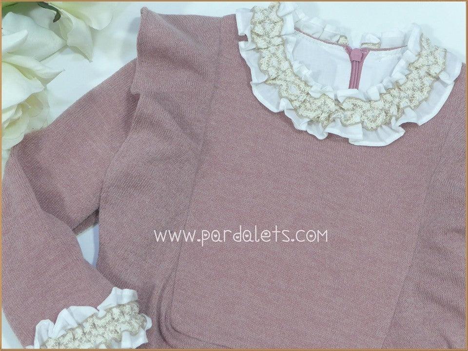 Vestido de punto rosa con volante - PARDALETS