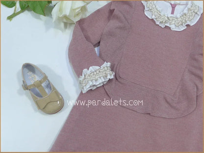 Vestido de punto rosa con volante - PARDALETS