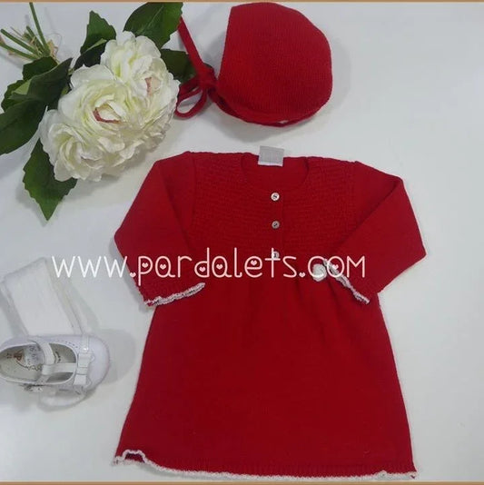 Vestido de lana rojo y capota - PARDALETS