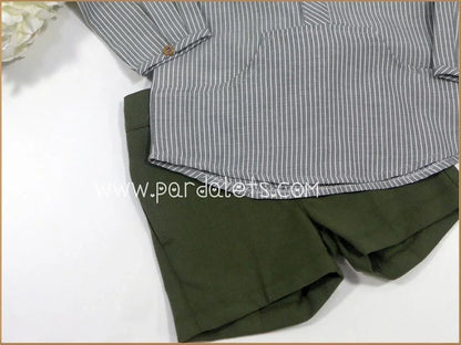 Camisa rayas y short verde - PARDALETS