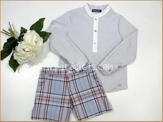 Camisa cuello mao y short cuadros - PARDALETS