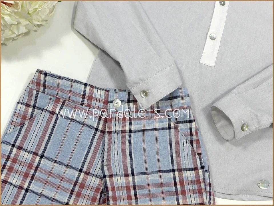 Camisa cuello mao y short cuadros - PARDALETS