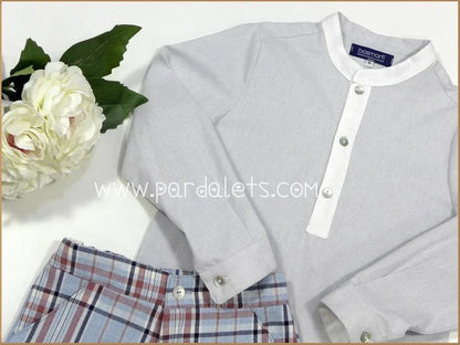 Camisa cuello mao y short cuadros - PARDALETS