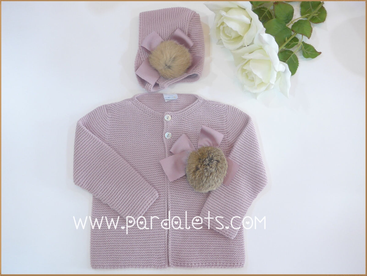 Chaqueta rosa empolvado  y capota