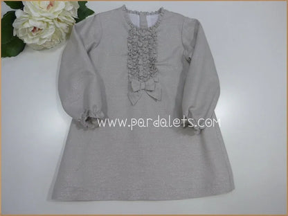 Vestido gris con brillito y lorzitas - PARDALETS
