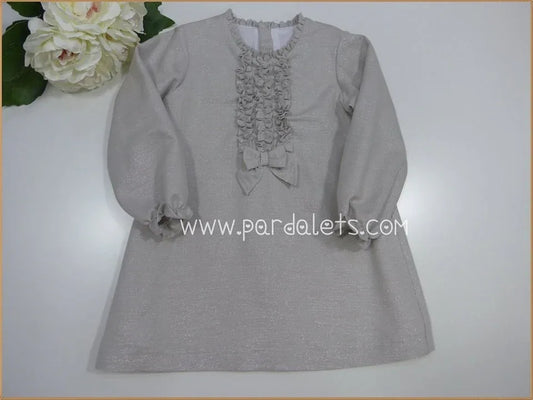 Vestido gris con brillito y lorzitas - PARDALETS