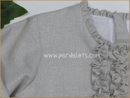 Vestido gris con brillito y lorzitas - PARDALETS