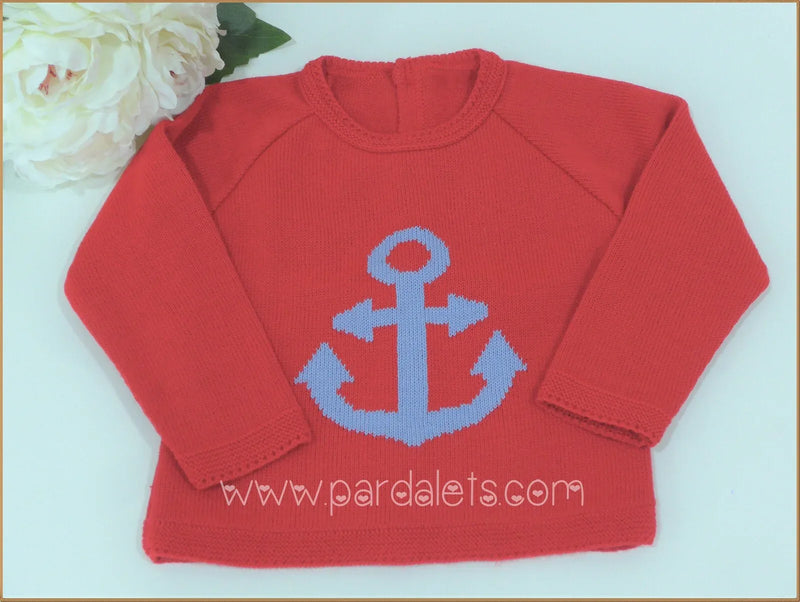 Jersey algodon rojo ancla azul - PARDALETS