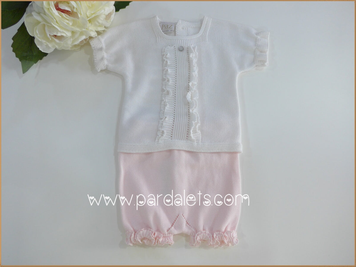 Conjunto algodon blanco y rosa