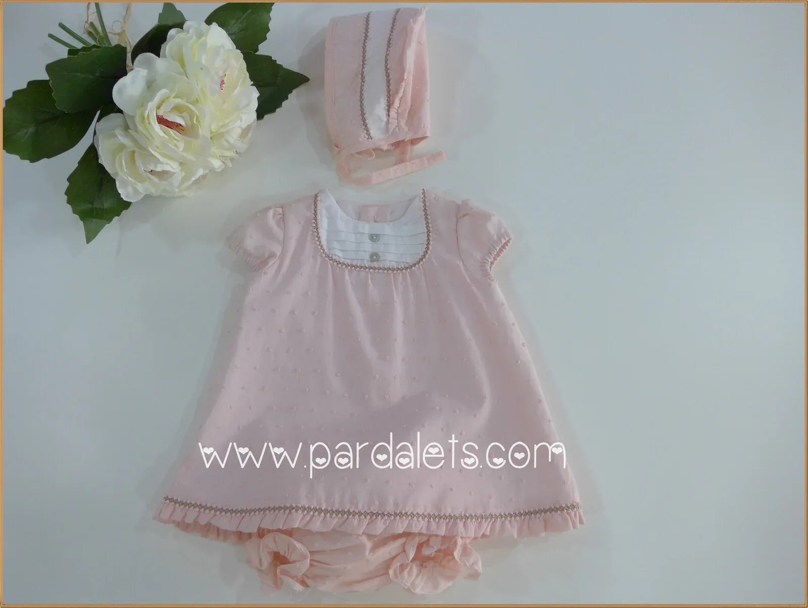 Jesusito plumeti rosa y detalles camel con capota - PARDALETS