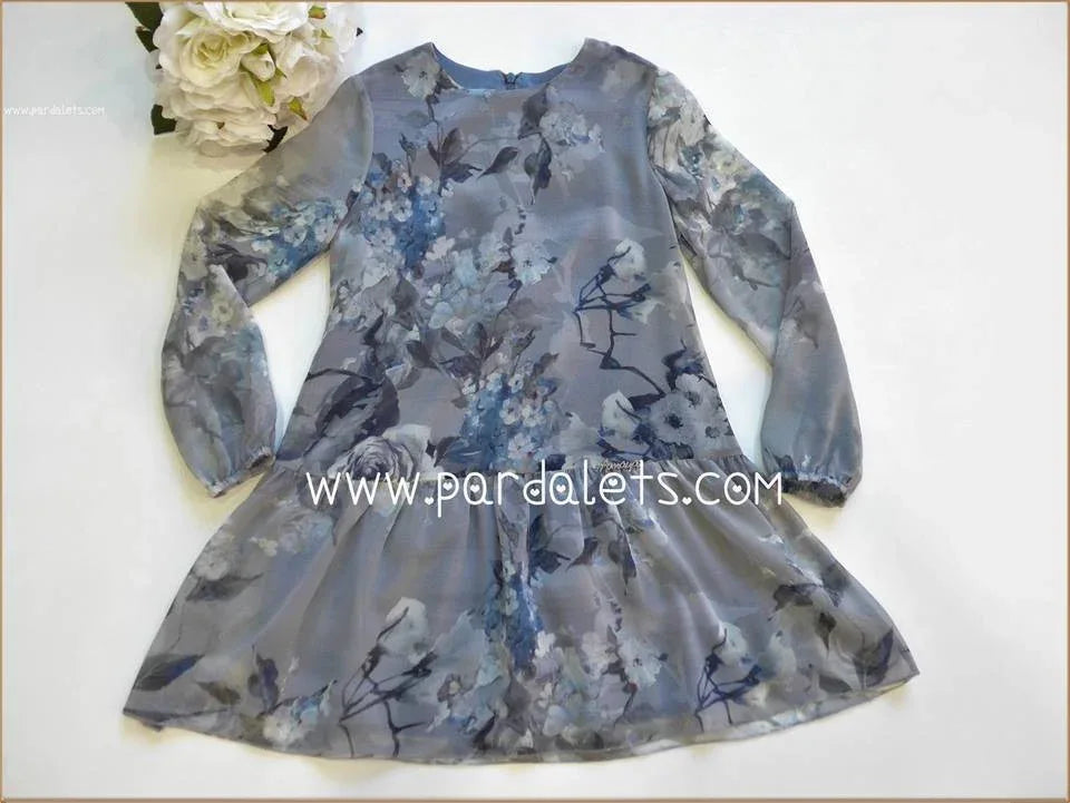 Vestido gasa estampado gris (cuello no incluido) - PARDALETS