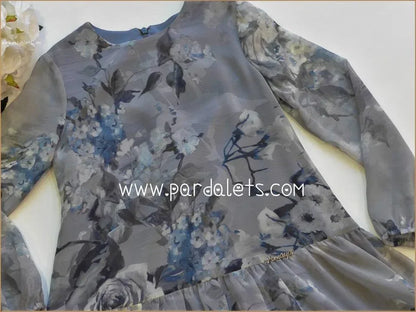 Vestido gasa estampado gris (cuello no incluido) - PARDALETS