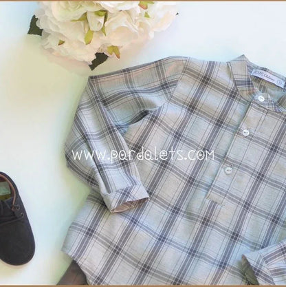 Conjunto camisa cuadros y short gris - PARDALETS