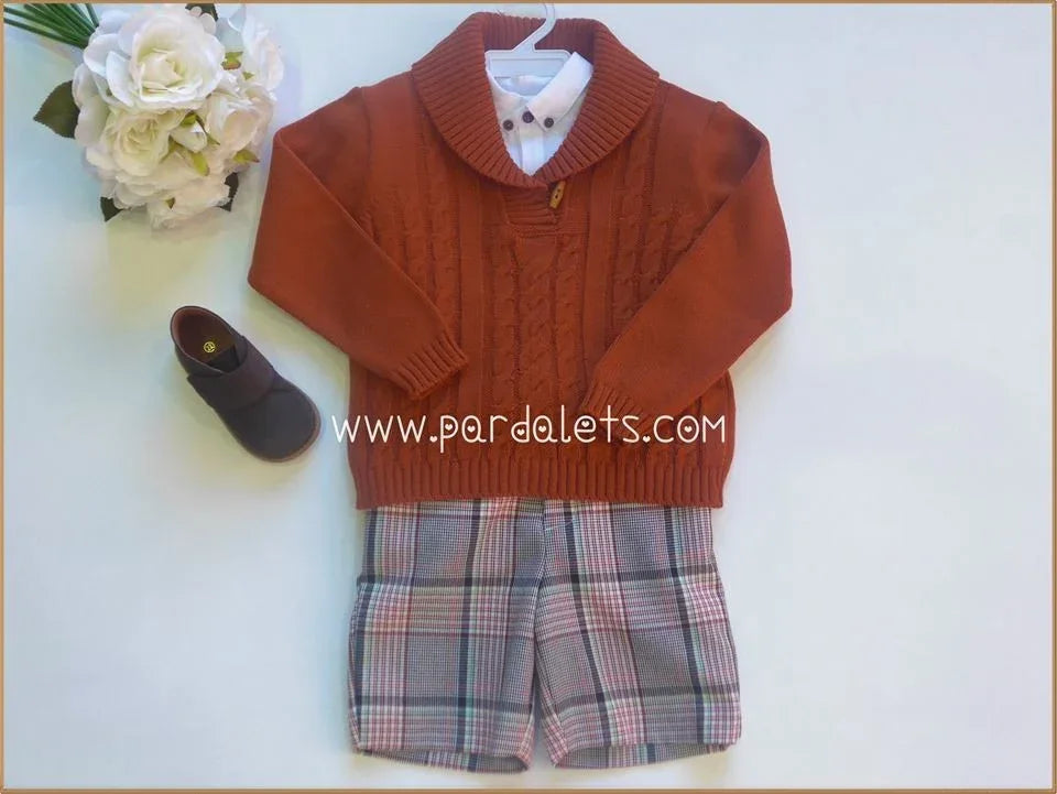 Conjunto blusa blanca y short cuadros grises "Texas" - PARDALETS