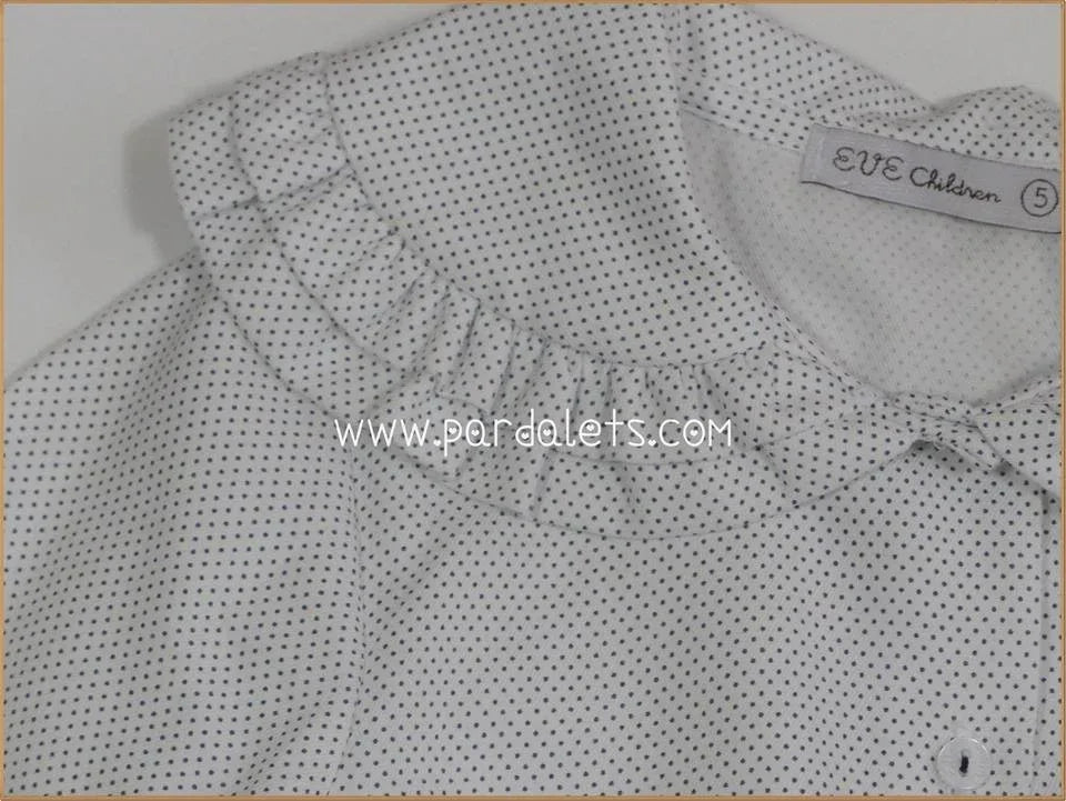 Conjunto blusa topitos marino y falda sudadera azul - PARDALETS