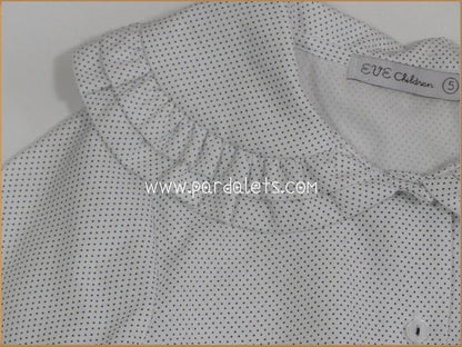 Conjunto blusa topitos marino y falda sudadera azul - PARDALETS