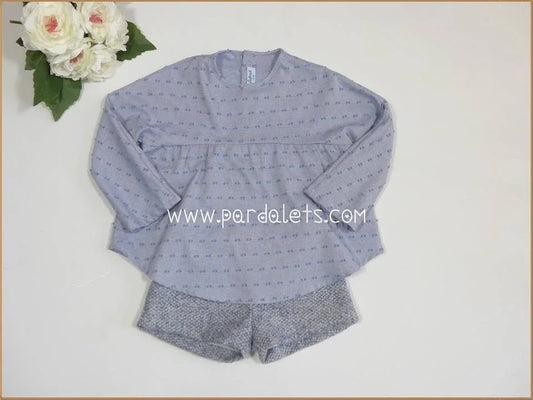 Conjunto blusa plumeti azul y short jaspeado - PARDALETS