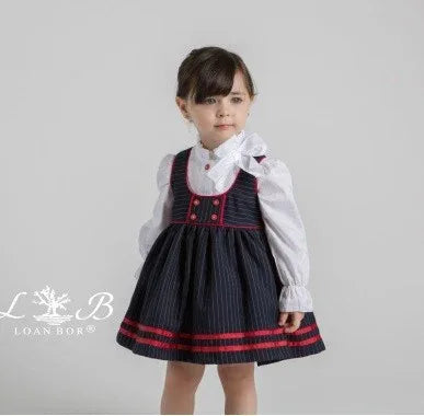 Vestido pichi marino rayitas con camisa topitos - PARDALETS