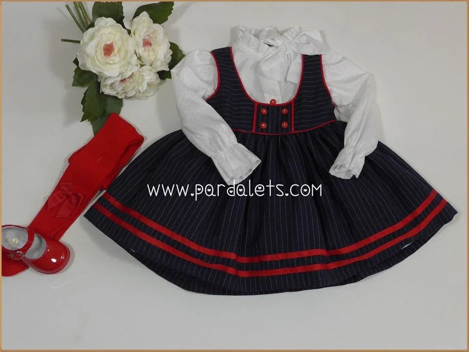 Vestido pichi marino rayitas con camisa topitos - PARDALETS