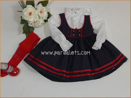 Vestido pichi marino rayitas con camisa topitos - PARDALETS