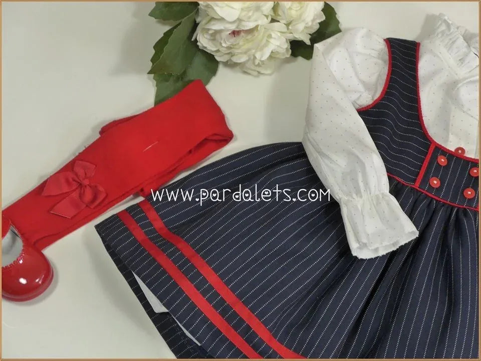 Vestido pichi marino rayitas con camisa topitos - PARDALETS