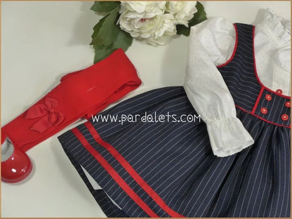 Vestido pichi marino rayitas con camisa topitos - PARDALETS
