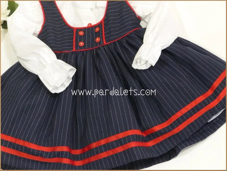 Vestido pichi marino rayitas con camisa topitos - PARDALETS