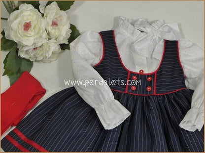Vestido pichi marino rayitas con camisa topitos - PARDALETS
